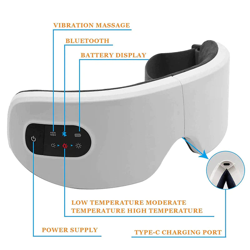 "Instant Relief 4D Smart Eye Massager with Bluetooth & Heat – for Tired Eyes & Dark Circles"