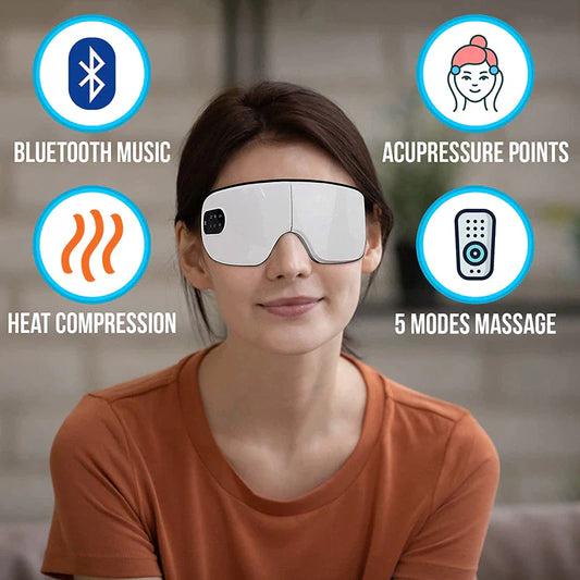 "Instant Relief 4D Smart Eye Massager with Bluetooth & Heat – for Tired Eyes & Dark Circles"